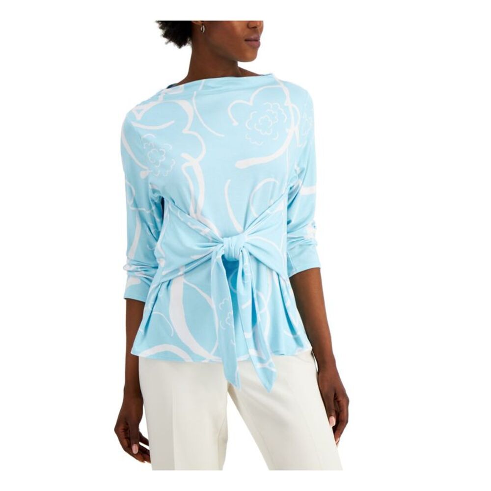 ALFANI Womens Long Sleeve Boat Neck Top - Picture 1 of 4